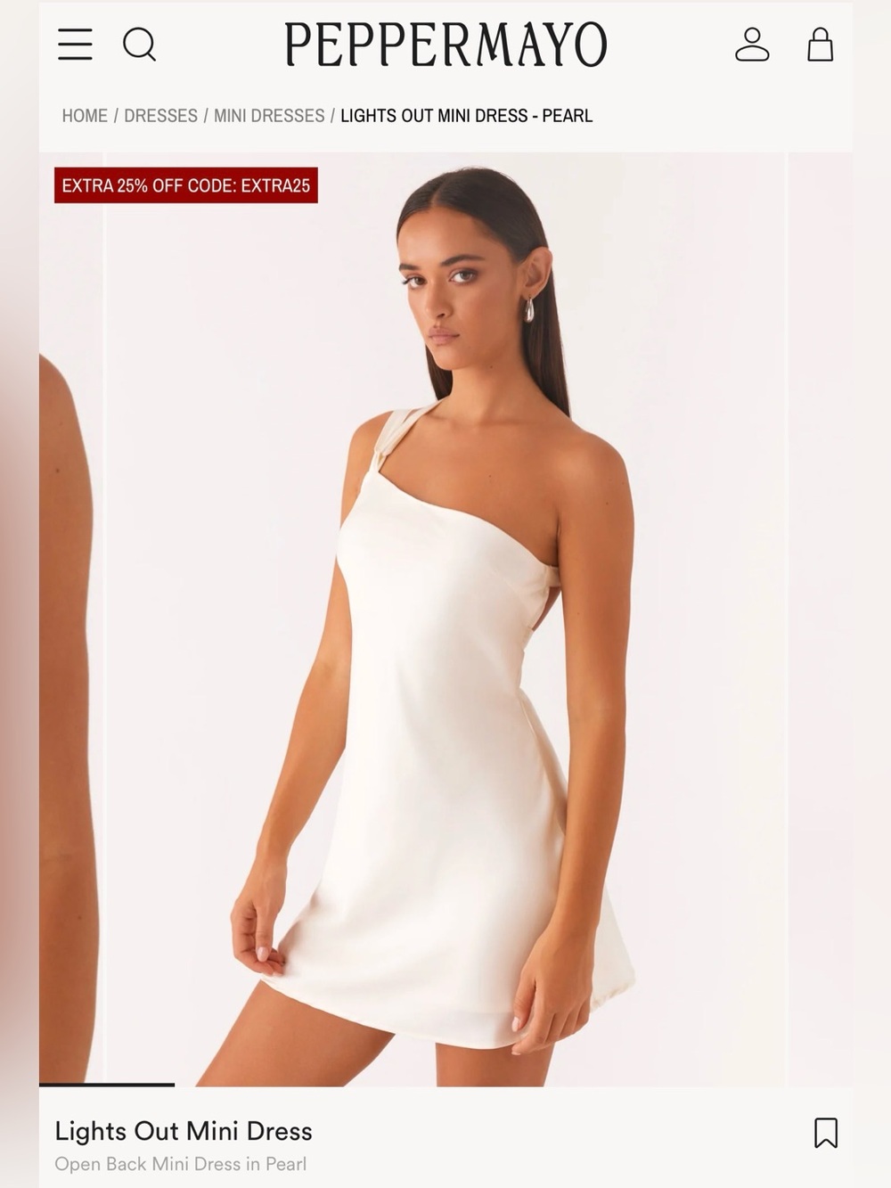 NWT Peppermayo Lights Out Mini Dress- Pearl